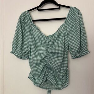 Almost Famous Green Checkered Blouse